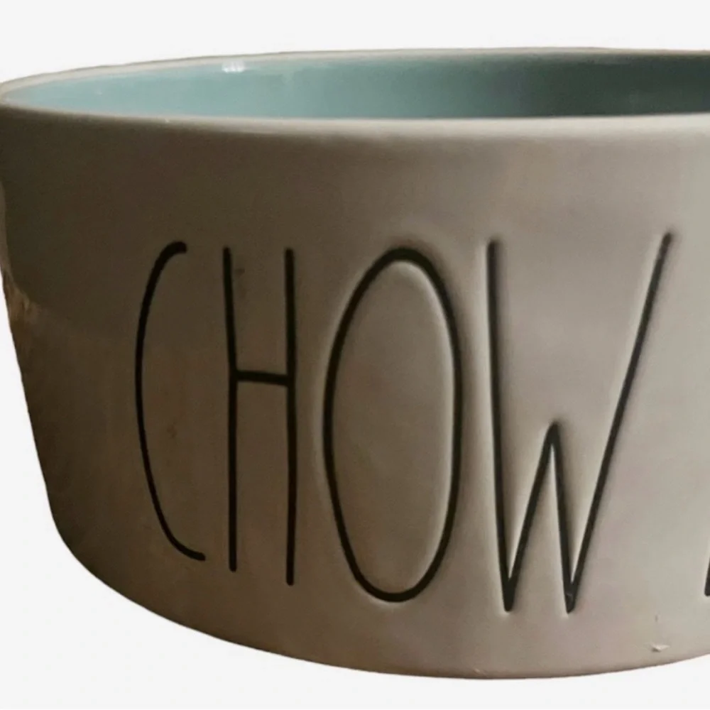 Rae Dunn Cream 'Chow Down' Dog Bowl